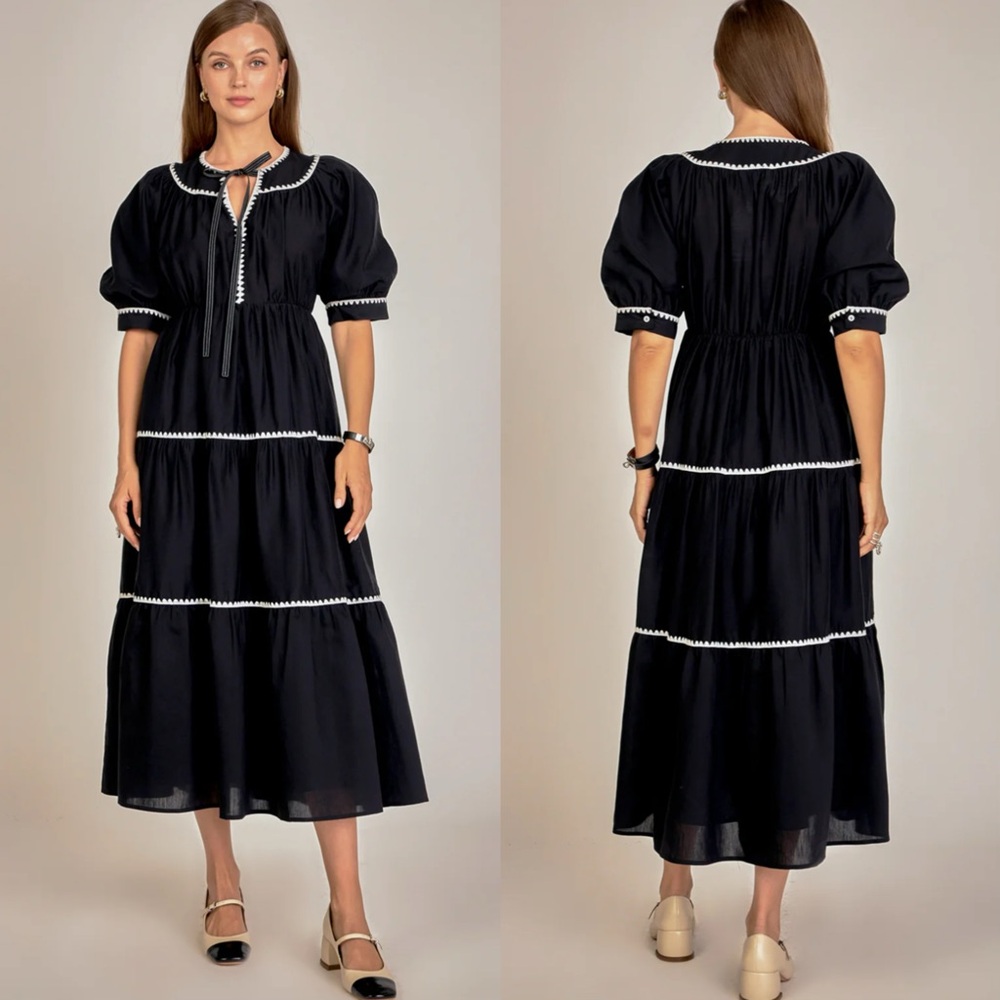 English Factory EMBROIDERY MIDI DRESS